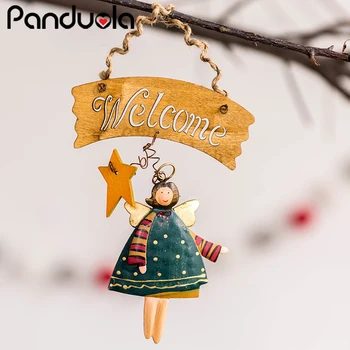 Božično Drevo za Obešanje Angela Medved Santa Zvonovi Dekoracijo Božič Stranka Ornament Kovinski Obeski Božič Giftswith dobrodošli znak