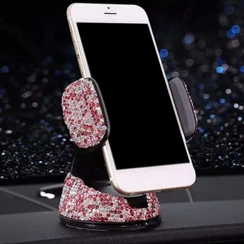 360-Stopinjski brezžični Telefon Nosilec Za Avto armaturne plošče Auto Windows Zraka Vent z DIY Kristalno Diamant Tip Universal Kristalno Nosilec