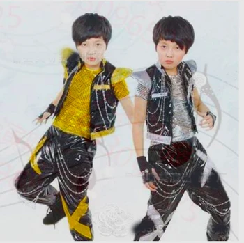 Otroci Otrok Hip Hop Oblačila Sklop Jazz Hip-hop Boben in Ples Kostum Fant Moda korejski Sodobnega Hip Hopa Majica, Jakna Hlače Obleka