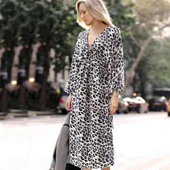 Ženske poletne plus velikost seksi leopard maxi elegantno obleko velikosti svoboden dolg rokav xxxxl ženske obleke pomlad maščobe delovne obleke