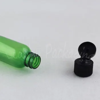 60ML Zelene Plastične Steklenice Z Flip Top Cap , 60CC Šampon / Losjon za Potovanja Embalaža za Steklenice , Prazne Kozmetični Posodo