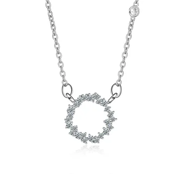 Silver plated moda krog krog sijoče kristalno ženske obesek ogrlice ženske ženske kratke verige ne zbledi poceni