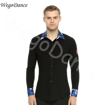 Sodobni ples majica dolgi rokav odrasle moške valček ballroom ples črna oblačila ping