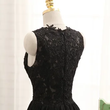 Glej Skozi Prom Obleke A-linija Black Šifon Appliques Čipke Seksi Dolgo Prom Obleke Večerne Obleke Večerne Obleke