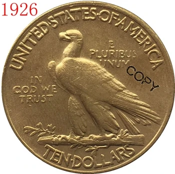 24 - K pozlačen 1926 Indijski glavo $10 zlatega kovanca za KOPIRANJE