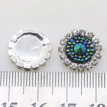 10pcs/set 15-milimetrski Krog Modre Diamantna Broška Gumb Snap Flatback Gumbi Kristalno za Poročni Šopek Otrok Lase Dekorativni Trak