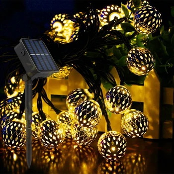 Žogo Niz LED Svetlobo Sončno energijo Vila Lučka Praznik Luči Božič Garland Luči Za Počitnice Stranka Poročno Dekoracijo Doma