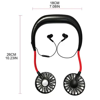 Nov Fan Leni Vratu Visi Slušalkami Bluetooth Prenosni Športih na Prostem USB Ventilator X6HA