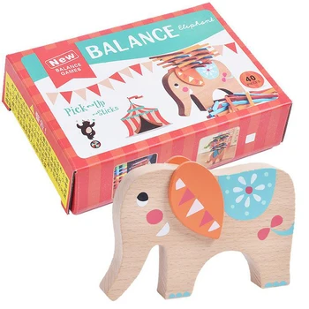 Lesena Gradnja Bloka Risanka Slon Držijo Ravnotežje Igrača za Otroke, ki so Zgodaj Izobraževalne lote Živali Montaža Blok Otroci Obrti