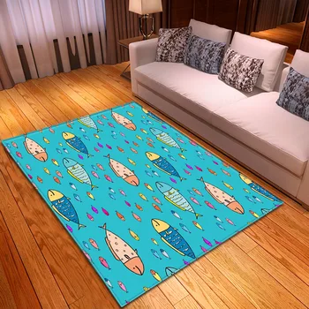 Kvadratni preproge doma spalnica talna obloga restavracija moderna dnevna soba dekorativni preproge otroci plazijo non-slip 3D tiskanih tla preprogo