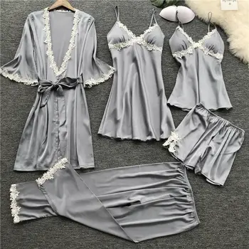 NAS Seksi perilo svilene robe oblačenja pižamo žensk Nightdress Nightgown Sleepwear