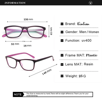 Kinlion Klasične Ženske Kvadratnih Očal Okvir za Moške Letnik moška Očala Očala Retro Jasno Recept Očala Okvir 2019
