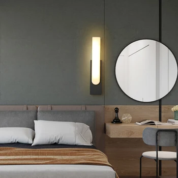 Nordijska stenske svetilke marmorja sodobno minimalistično spalnica postelji svetilko oltarja minimalističen led dnevna soba v ozadju stene pravokotne lučka