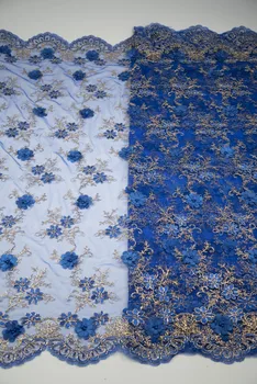 Afriške Poročne Čipke tkanine 2019 Visoke Kakovosti Čipke Material 3d cvet francoski Čipke Aplicirano Za Nigerijski Obleko A18B12-2
