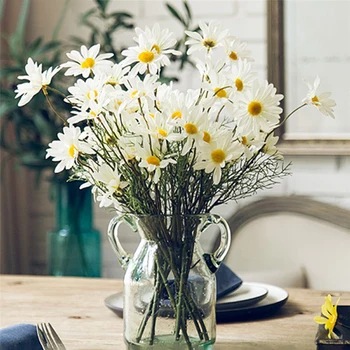 1Pc 53 cm 5 Glavo Umetno Chrysanthemum Realne Svile Cvet Bonsaj Ureditev Cafe Vrt Doma svate, Dekoracijo