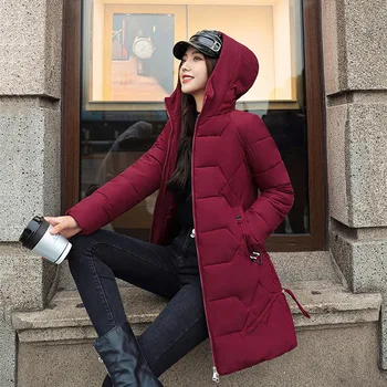 Pozimi nov izdelek korejski mid-dolžina bombaž-oblazinjeni jakno, moda slim-fit oblazinjeni jakno, plus velikost hooded navzdol oblazinjeni jakno