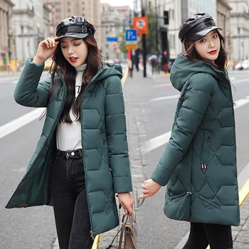 Pozimi nov izdelek korejski mid-dolžina bombaž-oblazinjeni jakno, moda slim-fit oblazinjeni jakno, plus velikost hooded navzdol oblazinjeni jakno