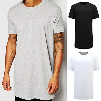 2017 moška T-Shirt Veliko Dolgo Podaljša Priložnostne Modni T-Shirt Osnovne Posadke Vratu Hip Hop Majice