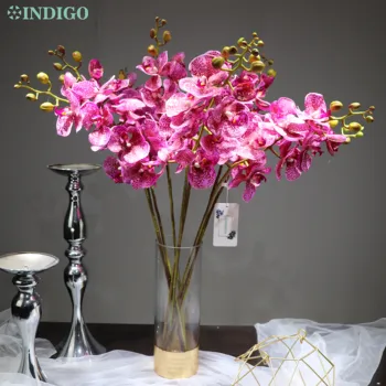 INDIGO - 9pcs/Veliko Phalaenopsis Lateks Prevleko Orhideja Pravi Dotik Umetne Rože Poročno Dekoracijo Stranka Office Zaslon
