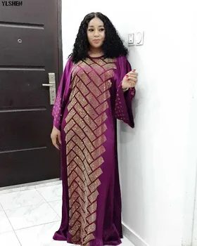 Afriške Design Dashiki Obleko iz Svile Diamond Abaya Bazin Letnik Dolgo Maxi Obleke za Ženske Haljo Femme ete Afriki Obleke Seksi Stranka