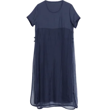 Vintage Dolgo Ženske Obleke 2020 Poletje Novo O-Vratu, Kratka Sleeved Trdno-Line Kolena-Dolžina Priložnostne Vse Tekme Obleke Lady