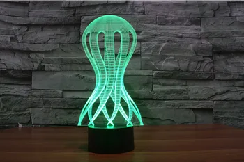 Najnovejše 3D Meduze Desk Tabela Noč Svetlobe Oddaljenih Led Božično Razsvetljavo Živali, Rib 3D Iluzije Lučka Za Rojstni dan Darilo