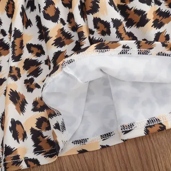 Malo Dekleta Obleko Leopard Vzorec Brez Rokavov Mozaik Naguban Trakov Obleko, Pas Design Svoboden Sladko Srčkan Poletje Obleko