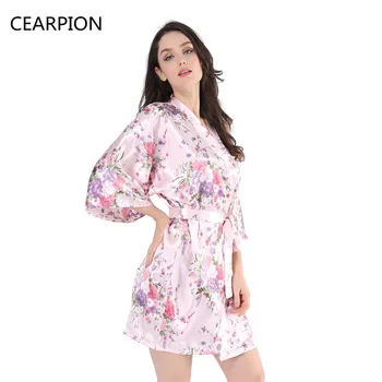 CEARPION Družico Haljo Kimono Night Obleke Nevesta Sleepwear Tiskanja Cvet More Poroko Seksi Perilo Plus Velikost Stranka Jutranje