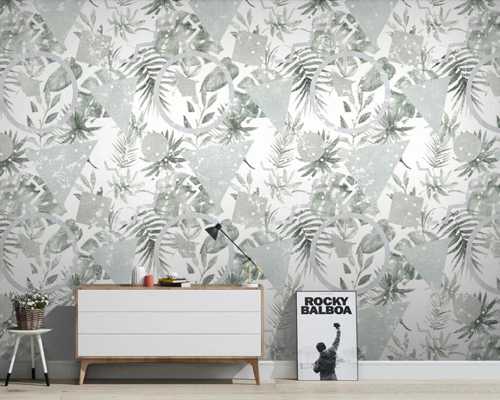 De Papel parede Ročno sestavljen tropske rastline, geometrijske retro tapete,dnevna soba, tv, kavč spalnica kuhinjski steni papirjev doma dekor