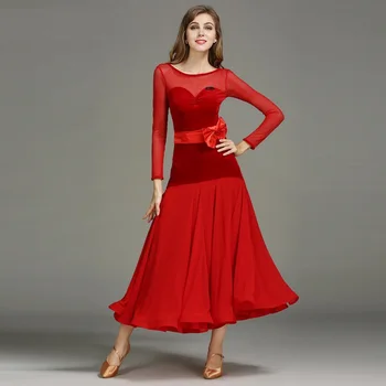 Dvorana plesno obleko standard dvorana plesno obleko nositi španskega flamenka obleko bonitete rdeče sodobne plesne kostume valček obleko