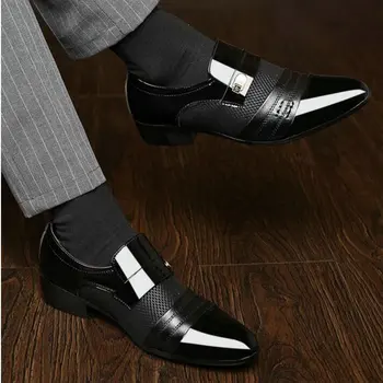 Moda za Moške Zapatos Hombre Moških Obleko Čevlje Slip-on Črno Oxford Čevlji Za Moške Stanovanj Usnje formalno čevlji Velika velikost 48 A52-99
