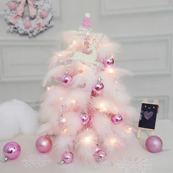 Romantično Roza Božično Drevo Pero Božični Okraski Umetno Drevo Dekle Srce Rojstni Dan Darilo Za Božič, Novo Leto Stranka