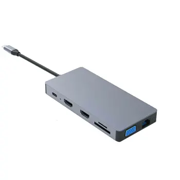 12 V 1 Tip C Laptop Razširitveno Postajo USB 3.0, HDMI je združljiv VGA PD Zvezdišče USB Za Prenosni Računalnik Monitor Razširitveno Postajo