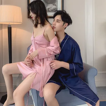 Feminino Oblačilih, Srt Kitajski Slog Saten More Spati Nastavite Nightgown Sleepwear Spodbujanje Nekaj Svile Kimono Kopalna Halja Halja