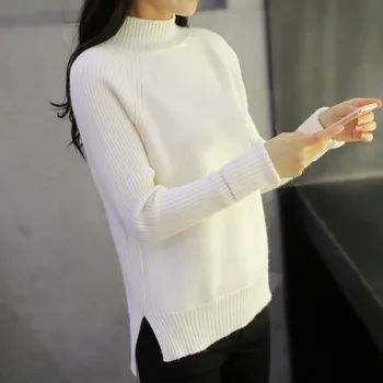 2020 sklopov puloverji ženske jeseni in pozimi novo ohlapno kratek odstavek korejska različica pulover semi-visok ovratnik jakna