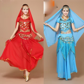 Dekleta Dvorana Predstava Za Odrasle Ples Trebuh Kostum Določa Bollywood Gypsy Kostume Ženske Belly Dance Obleko Indija, Egipt Dancewear
