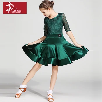 Najnovejši Latinski Ples Obleke Dekle Modro Zeleno Rdeče Fantasia Infantil Obleko Dekle Šoli Vajo Izpit Otroke Dvorana Obleko B-6438