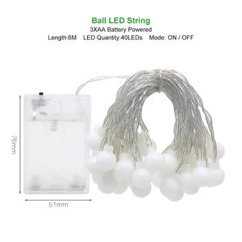 LED Žogo za Niz Luči AA baterijske Za Počitnice Poroko Dom Dekoracija Razsvetljava