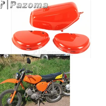 Pazoma Motocikla, Oranžna Rezervoarju za gorivo motornega kolesa Plinske posode za Gorivo + 2 Strani Pokrova Protector za Simson S50 S51 S70