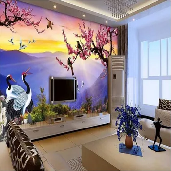Beibehang Velike ozadje po meri krajine slive žerjav žerjav krajine freske dnevna soba, spalnica TV ozadje