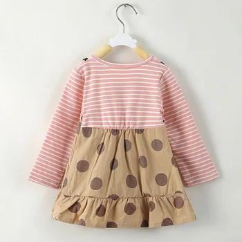 Sodawn Otrok Obleko 2020 Pomlad Moda Prugasta Pika Šivanje Obleko korejski Stil Dekle Naramnice Ponaredek Dva kosa Za 1-4Y