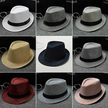 Jazz klobuk sun pokrivalo moški par modelov bombaž in lan tkanine, barva majhen vrh klobuk Britanski sun pokrivalo