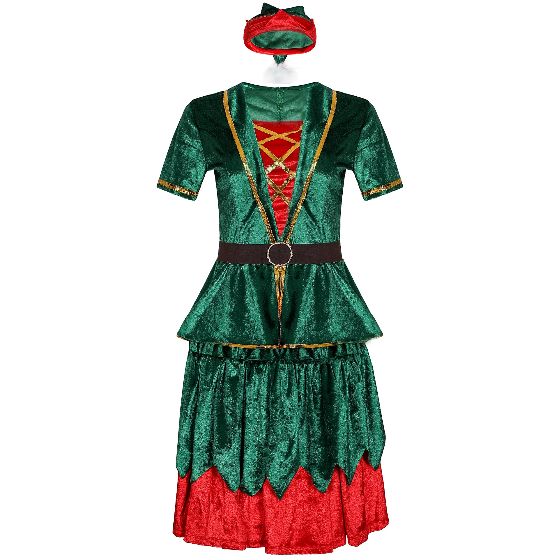 Moški Ženske Celoten Sklop Santa Claus Božični Kostum za Odrasle Par Elf Cosplay Obleko Zelene Carnival Party Supplies C77721AD