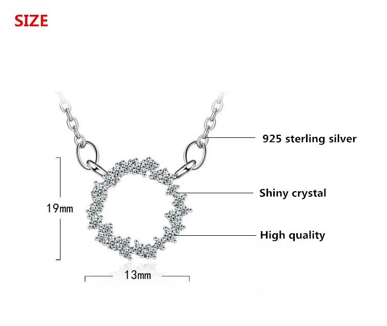 Silver plated moda krog krog sijoče kristalno ženske obesek ogrlice ženske ženske kratke verige ne zbledi poceni