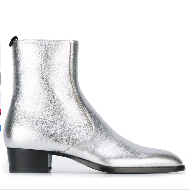 Svetlo srebrna pravega usnja hoja kažejo zadrgo moški kratek zagonski klin Chelsea gleženj kakovosti čevlji