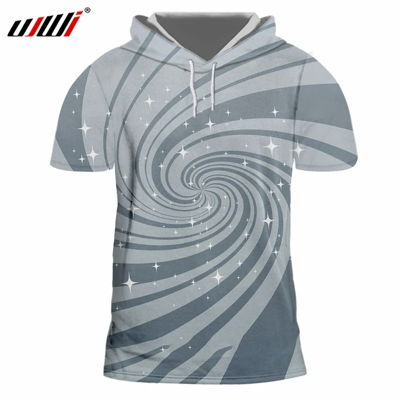 UJWI Novega Človeka, Priložnostne Harajuku Hooded Tshirt 3D Tiskanih Osebnost Bleščice Vzorec Trak In Vortex T shirt Velika Velikost 6XL