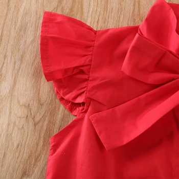 2020 Baby Poletnih Oblačil 1-6T Malčka Otrok Baby Dekle polna Rdeča Majica Vrh Lubenica Kratke Hlače Obleko Oblačila 2Pcs Nastavite Sunsuit