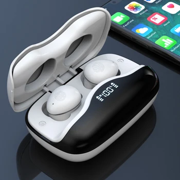 W16 TWS V uho Bluetooth Slušalke Digitalni Zaslon na Dotik 1200mAh Polnjenje Primeru Earset 5.0 EDR Magnetni 6D Zvok Brezžični Čepkov