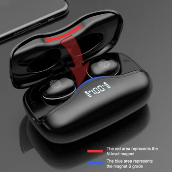 W16 TWS V uho Bluetooth Slušalke Digitalni Zaslon na Dotik 1200mAh Polnjenje Primeru Earset 5.0 EDR Magnetni 6D Zvok Brezžični Čepkov