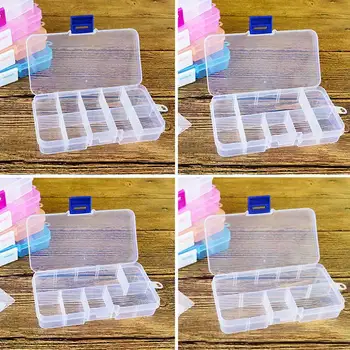 Snemljiv 10 Mrežo, Skladiščenje Primeru 1Pcs Večfunkcijsko Plastičnih Tablete Posodo Ličila Organizator Škatle Nakit